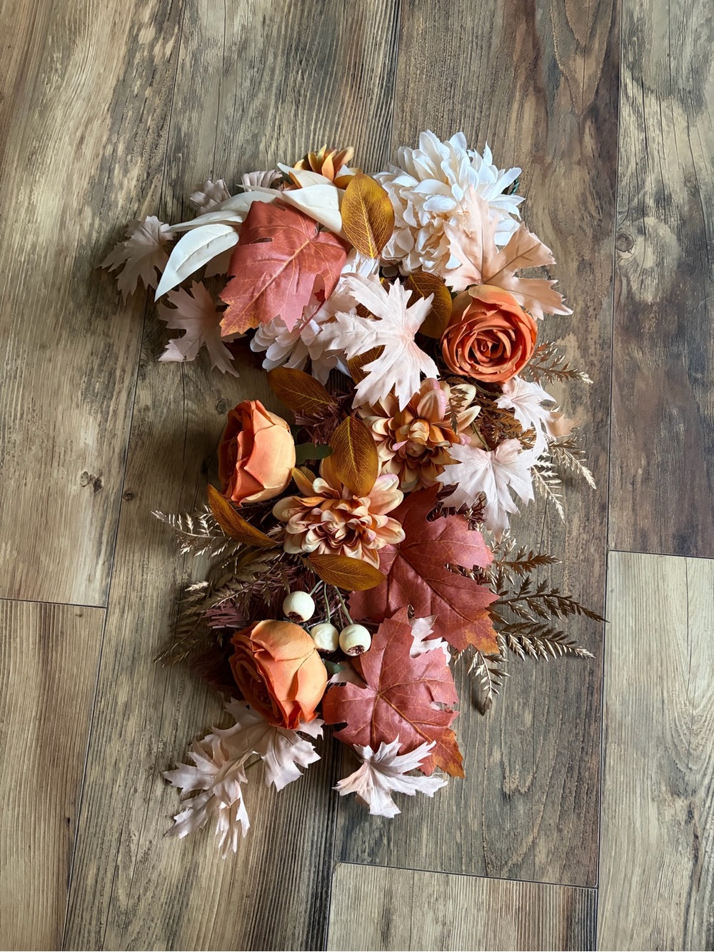 Autumn Artificial Floral Arrangement - Orange & Cream -